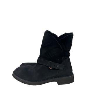 UGG as is Sz 8 Syden Black Suede Sheepskin Cuffable Boots 1120702 buckle ankle
